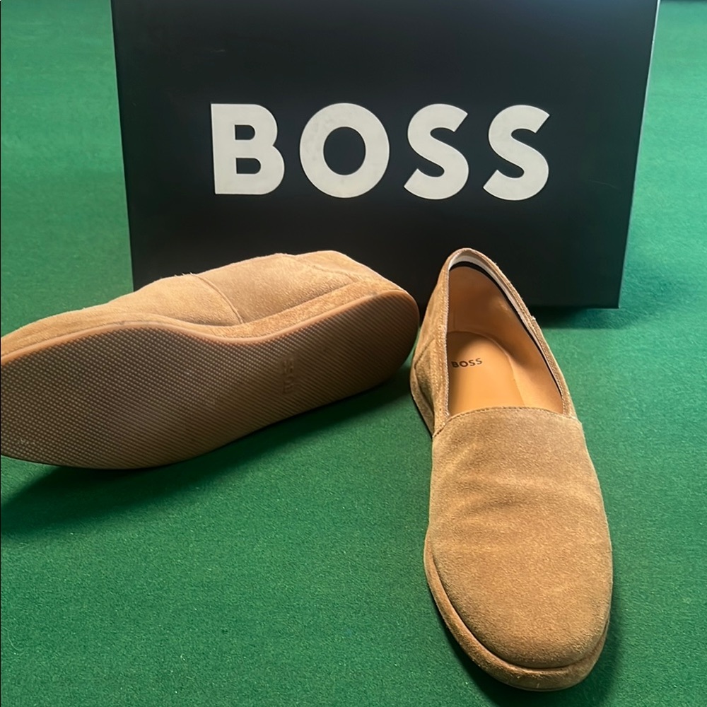 BOSS Men's Tan Suede Loafers